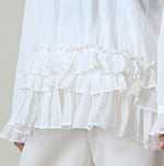 Khadi Feather Silk Peplum Frill de T-shirt