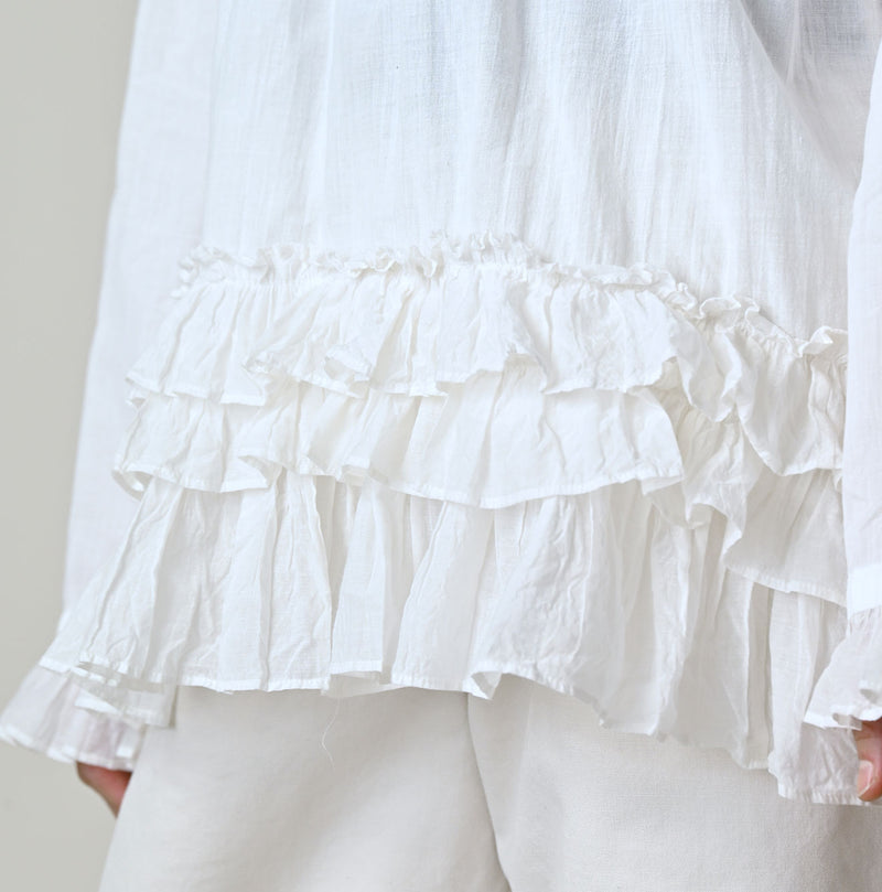 Khadi Feather Silk Peplum Frill de T-shirt - Image 9