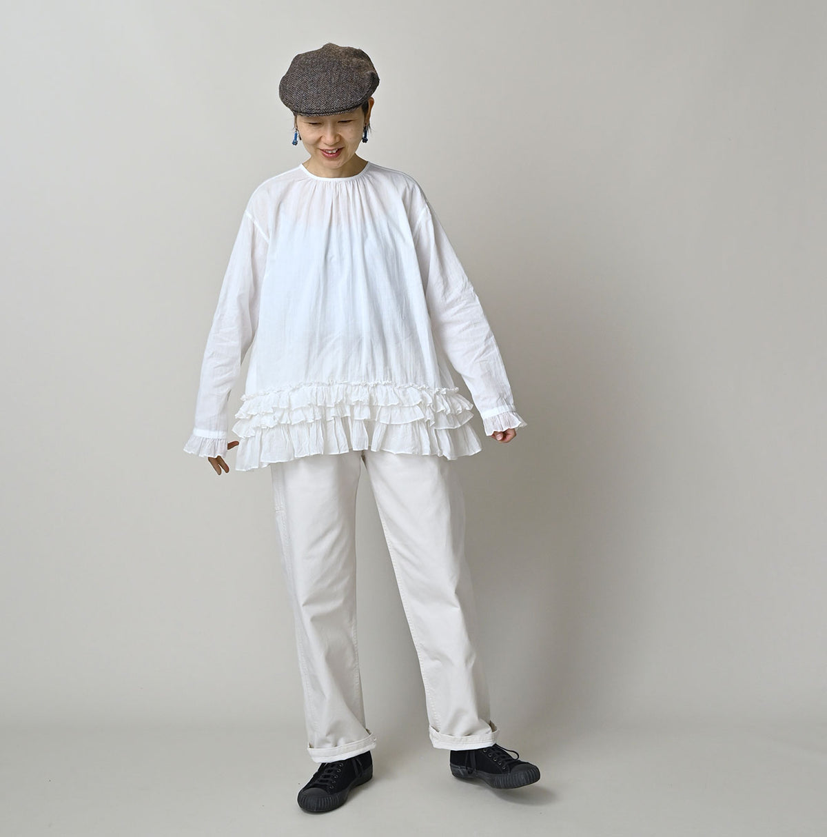 Khadi Feather Silk Peplum Frill de T-shirt