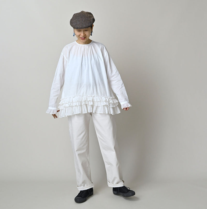Khadi Feather Silk Peplum Frill de T-shirt - Image 3