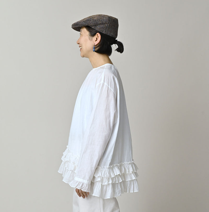 Khadi Feather Silk Peplum Frill de T-shirt - Image 5