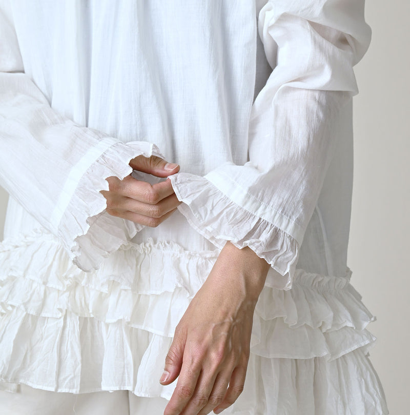 Khadi Feather Silk Peplum Frill de T-shirt - Image 8