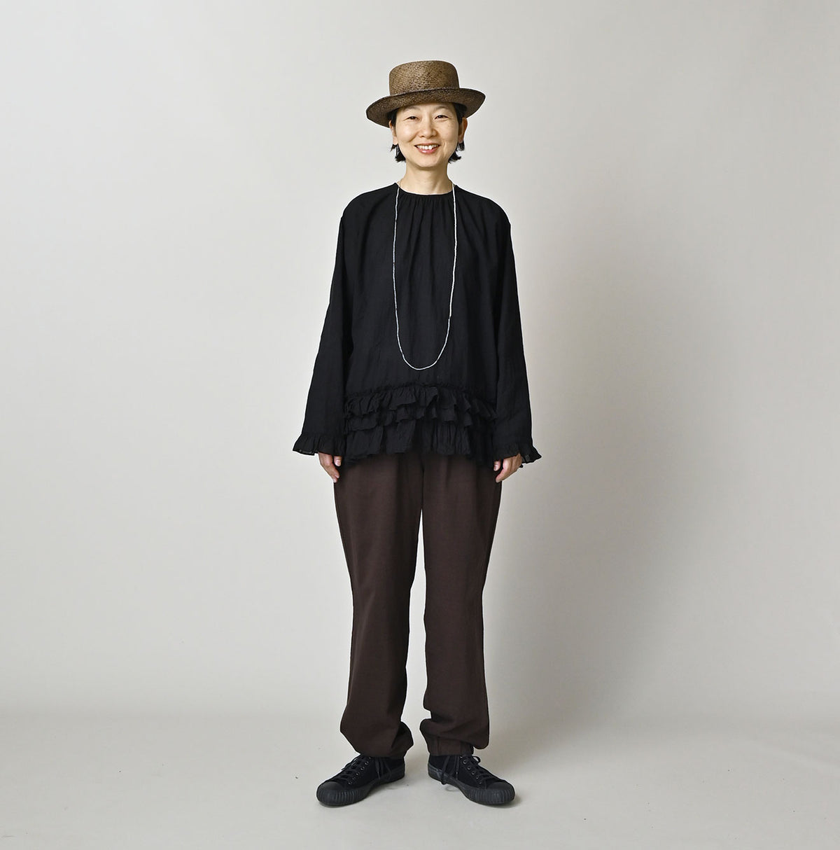 Khadi Feather Silk Peplum Frill de T-shirt