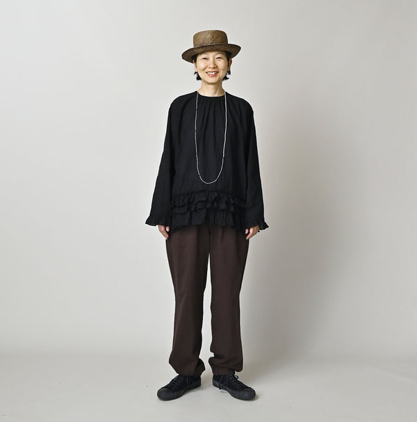 Khadi Feather Silk Peplum Frill de T-shirt