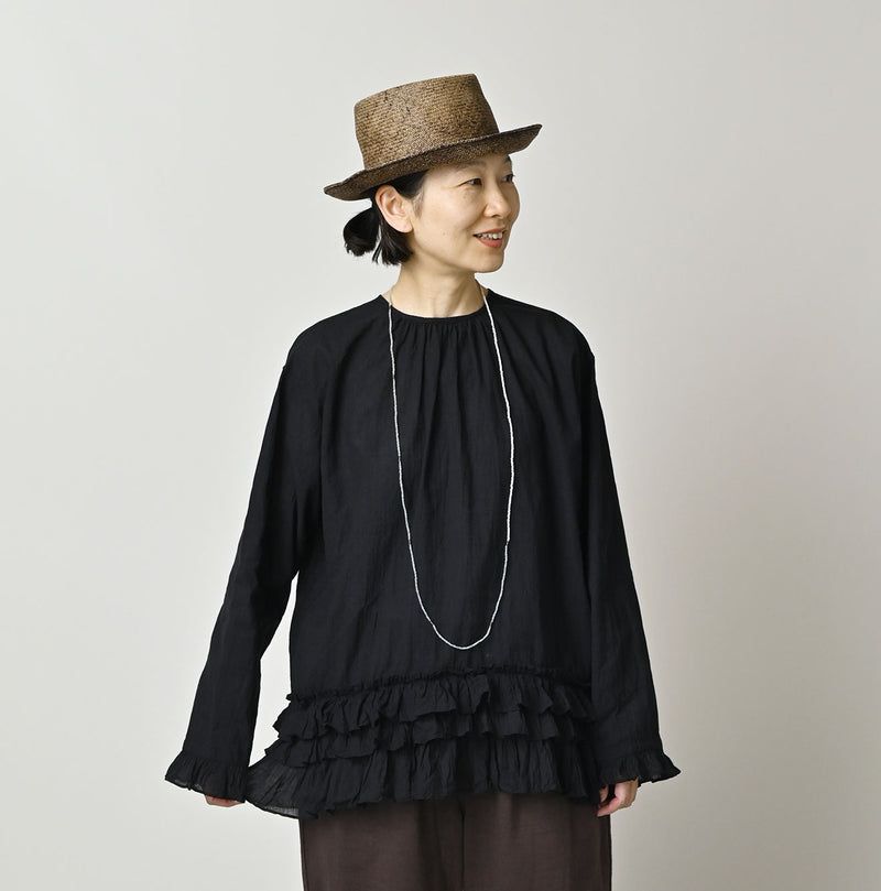 Khadi Feather Silk Peplum Frill de T-shirt - Image 3