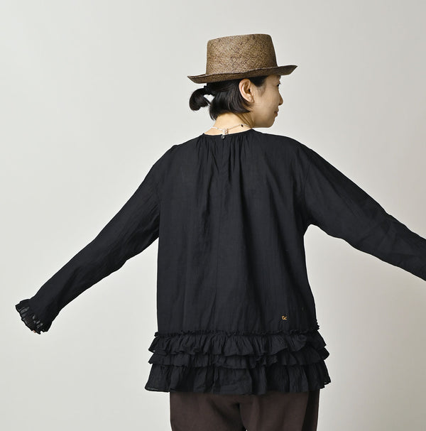 Khadi Feather Silk Peplum Frill de T-shirt