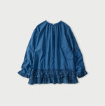 Ai Indigo Khadi Feather Silk Peplum Frill de T-shirt