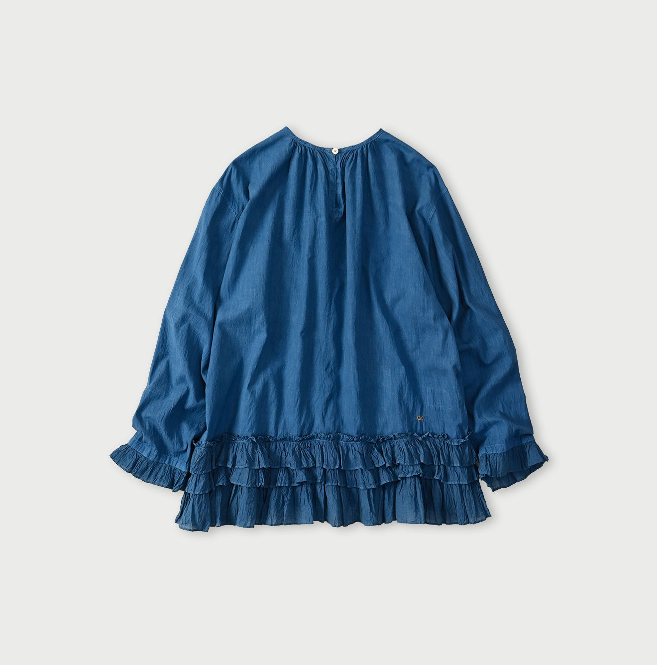 Ai Indigo Khadi Feather Silk Peplum Frill de T-shirt - Image 12