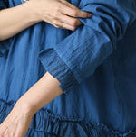 Ai Indigo Khadi Feather Silk Peplum Frill de T-shirt