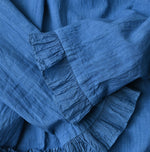 Ai Indigo Khadi Feather Silk Peplum Frill de T-shirt