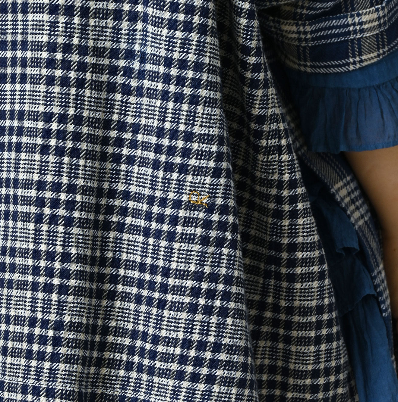 45R Ai Indigo Flannel Mix Patchwork Frill Cachecoeur - Image 9