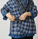 45R Ai Indigo Flannel Mix Patchwork Frill Cachecoeur