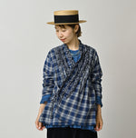 45R Ai Indigo Flannel Mix Patchwork Frill Cachecoeur