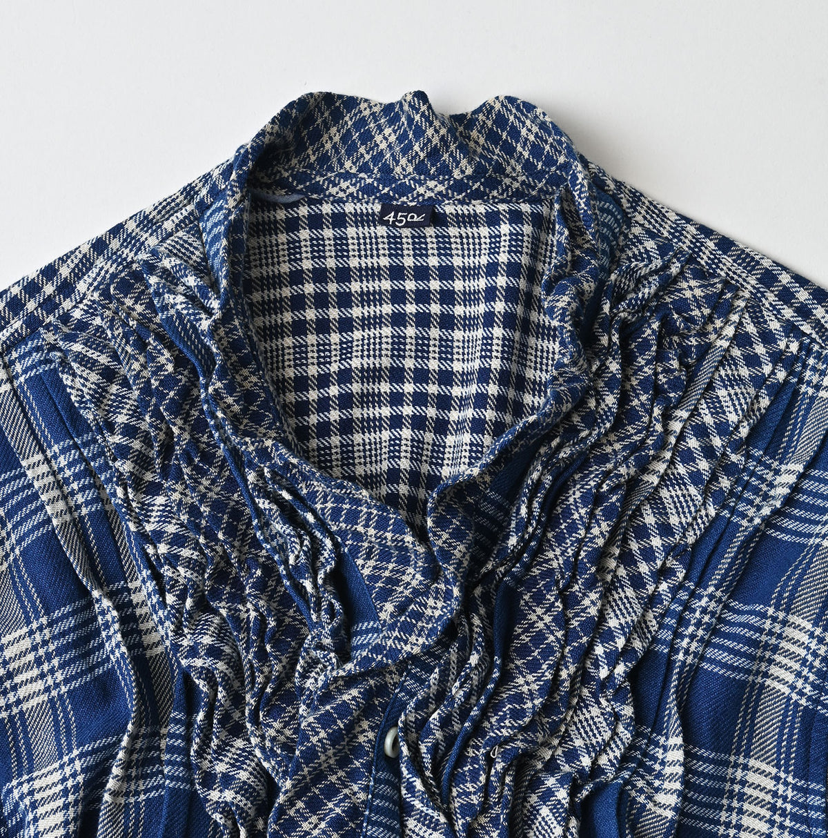 45R Ai Indigo Flannel Mix Patchwork Frill Cachecoeur