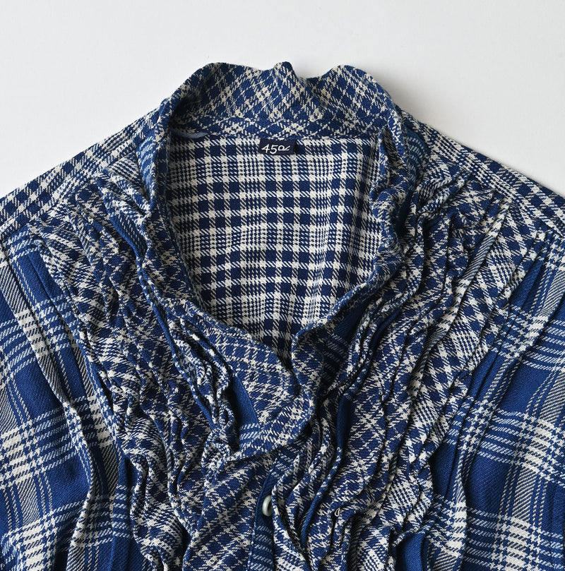 45R Ai Indigo Flannel Mix Patchwork Frill Cachecoeur - Image 15