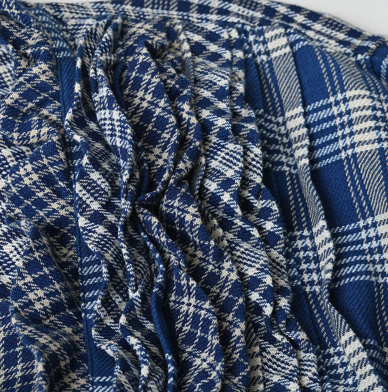 45R Ai Indigo Flannel Mix Patchwork Frill Cachecoeur - Image 16