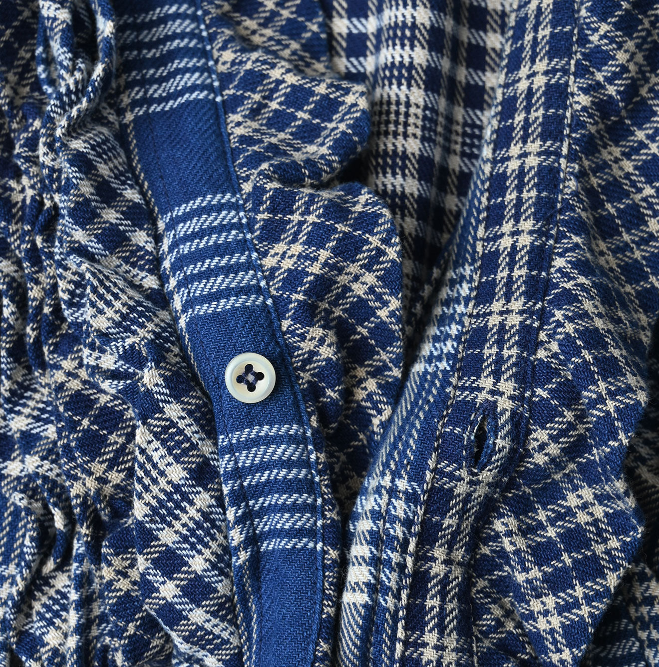 45R Ai Indigo Flannel Mix Patchwork Frill Cachecoeur - Image 17