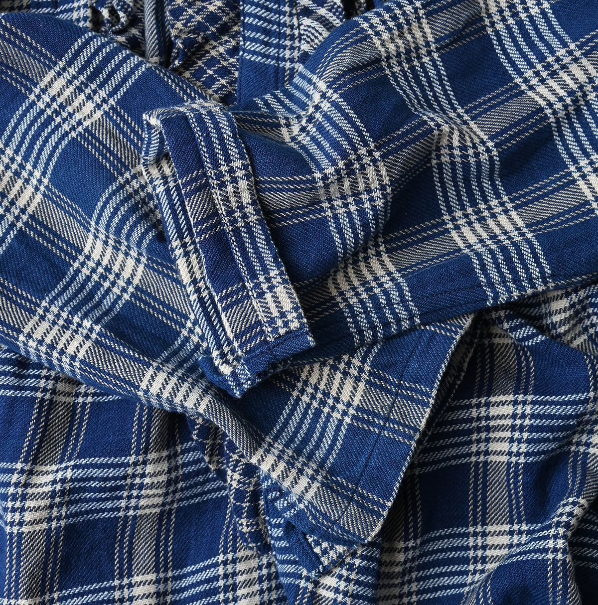 45R Ai Indigo Flannel Mix Patchwork Frill Cachecoeur