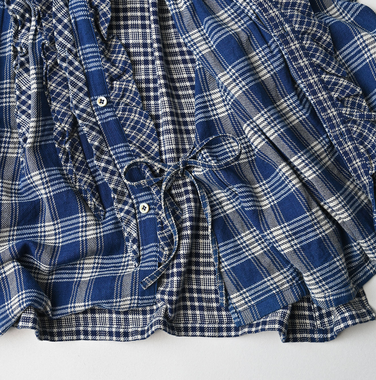 45R Ai Indigo Flannel Mix Patchwork Frill Cachecoeur