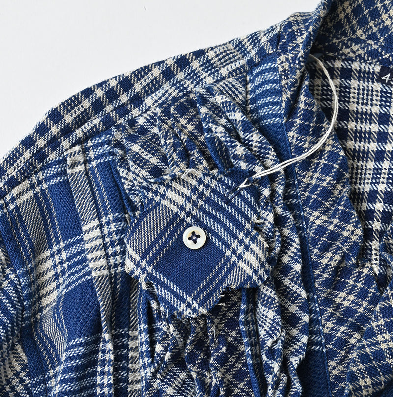 45R Ai Indigo Flannel Mix Patchwork Frill Cachecoeur - Image 22