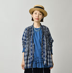 45R Ai Indigo Flannel Mix Patchwork Frill Cachecoeur
