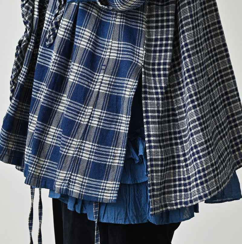 45R Ai Indigo Flannel Mix Patchwork Frill Cachecoeur - Image 7