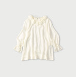 45R Ai Indigo Silk Frilled Collar Blouse