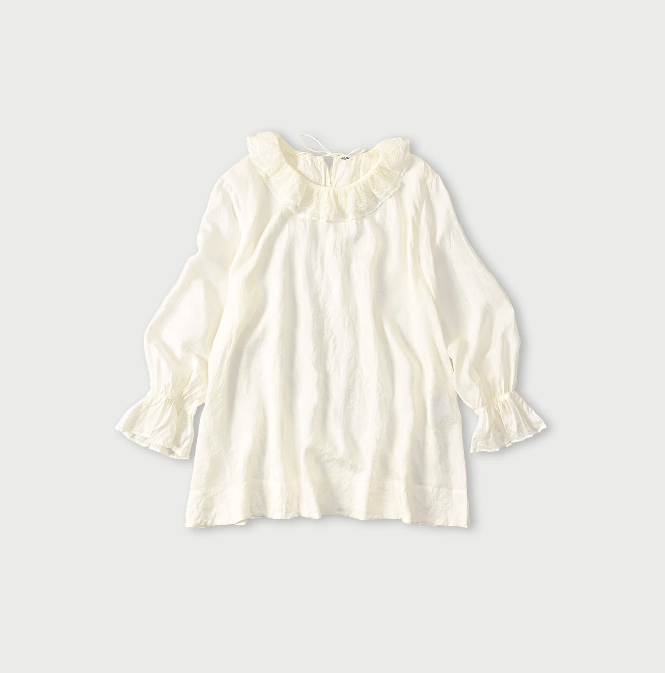 45R Ai Indigo Silk Frilled Collar Blouse - Image 1