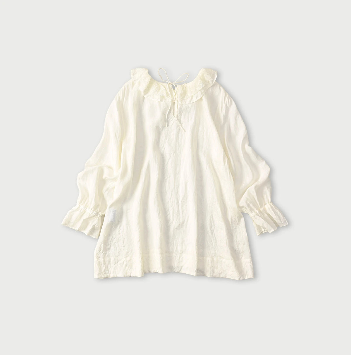 45R Ai Indigo Silk Frilled Collar Blouse