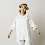 45R Ai Indigo Silk Frilled Collar Blouse