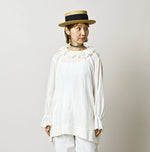 45R Ai Indigo Silk Frilled Collar Blouse