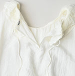 45R Ai Indigo Silk Frilled Collar Blouse