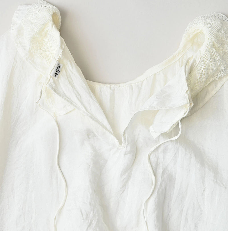 45R Ai Indigo Silk Frilled Collar Blouse - Image 14