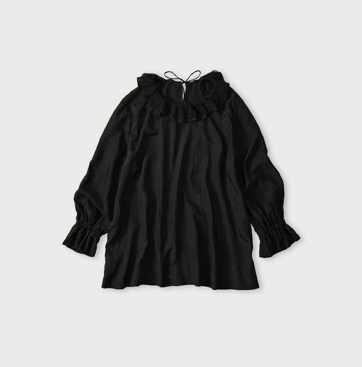 45R Ai Indigo Silk Frilled Collar Blouse