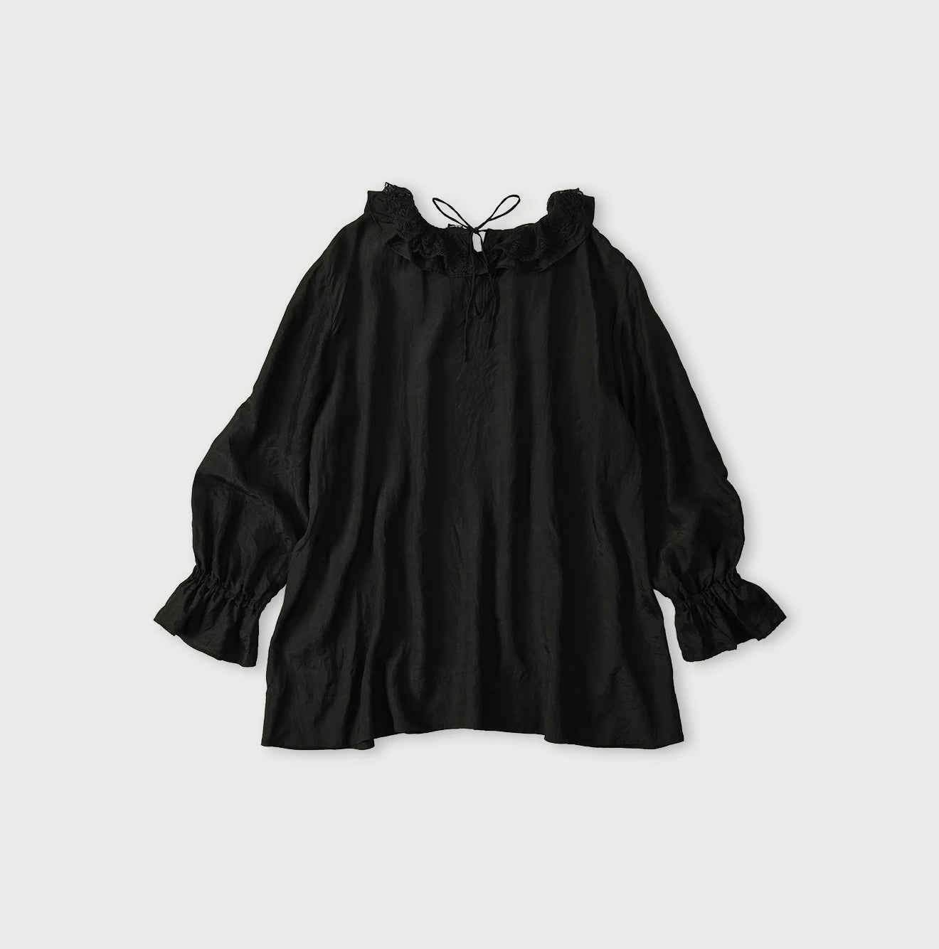 45R Ai Indigo Silk Frilled Collar Blouse - Image 10