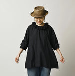 45R Ai Indigo Silk Frilled Collar Blouse