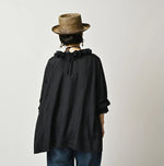 45R Ai Indigo Silk Frilled Collar Blouse