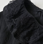 45R Ai Indigo Silk Frilled Collar Blouse