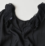 45R Ai Indigo Silk Frilled Collar Blouse