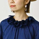 Ai Indigo Silk Frilled Collar Blouse