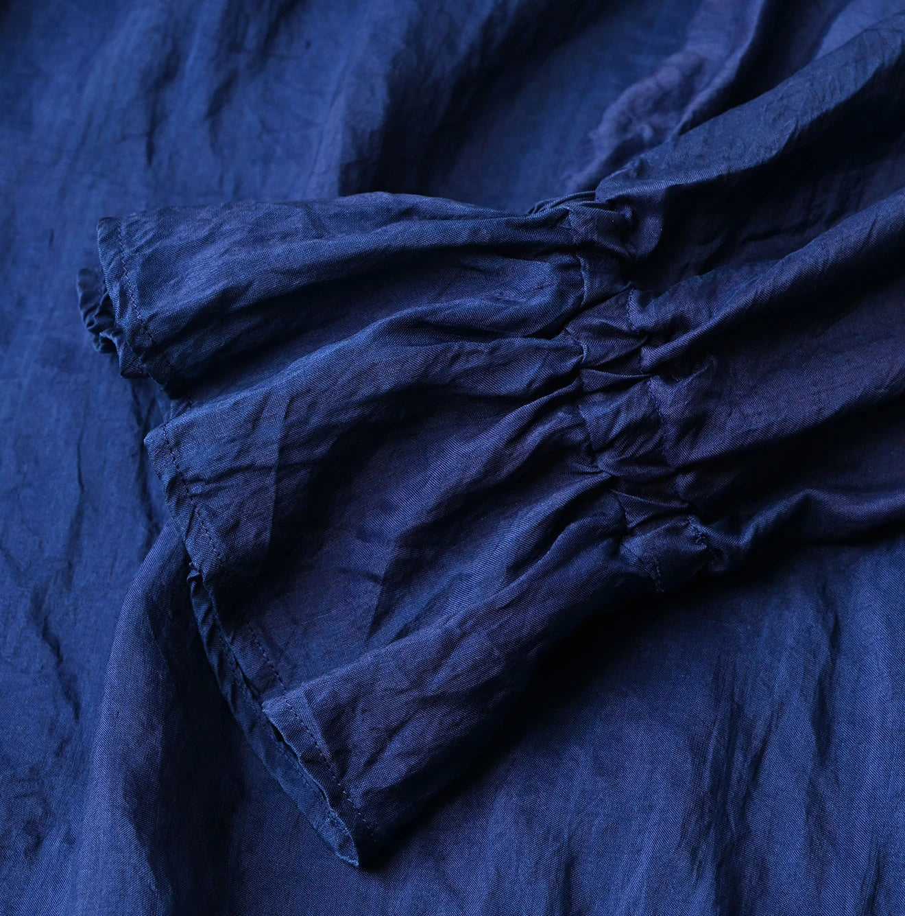 Ai Indigo Silk Frilled Collar Blouse - Image 11
