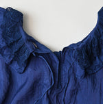 Ai Indigo Silk Frilled Collar Blouse