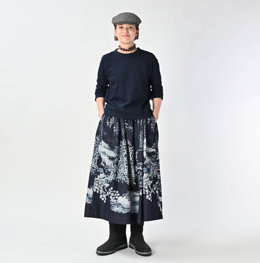 45R Indigo Wonderland Easy Gathered Skirt
