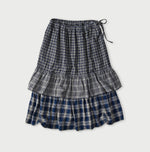 45R Ai Indigo Flannel Mix Tiered Frill Petti Skirt