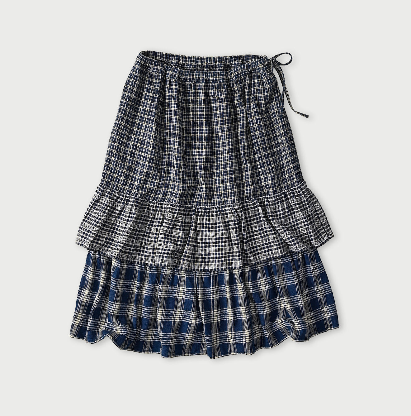 45R Ai Indigo Flannel Mix Tiered Frill Petti Skirt - Image 1