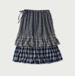45R Ai Indigo Flannel Mix Tiered Frill Petti Skirt