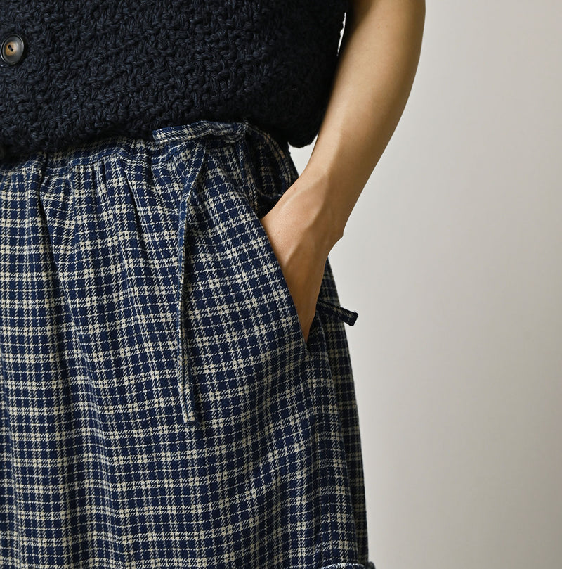 45R Ai Indigo Flannel Mix Tiered Frill Petti Skirt - Image 8