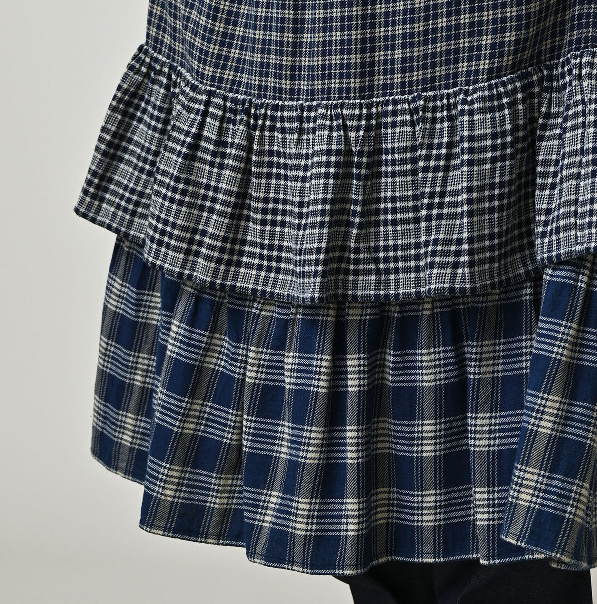 45R Ai Indigo Flannel Mix Tiered Frill Petti Skirt