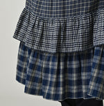 45R Ai Indigo Flannel Mix Tiered Frill Petti Skirt