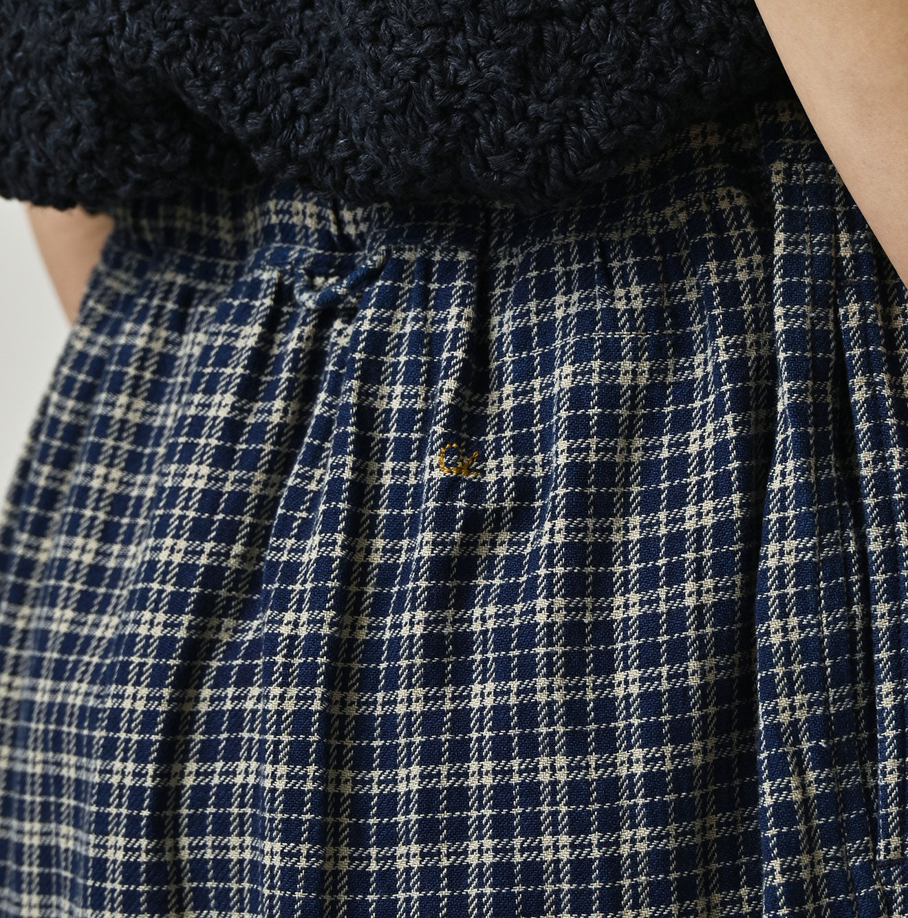 45R Ai Indigo Flannel Mix Tiered Frill Petti Skirt - Image 11